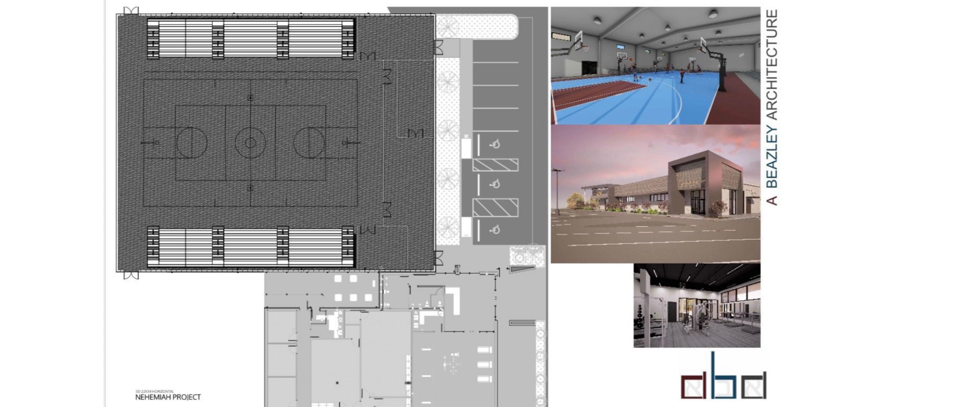 Nehemiah Project - Harvest Community Church 14,500 sq ft Sport Ministry Building architectural plans and renderings by A Beazley Architecture, Lafayette Louisiana